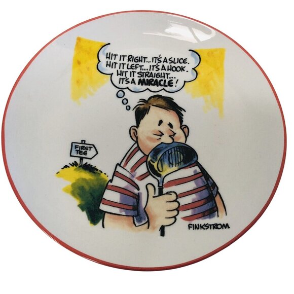 Humorous Golf-Themed Collectible Ceramic Saucers Set Of 4 By Finkstrom - Picture 3 of 11
